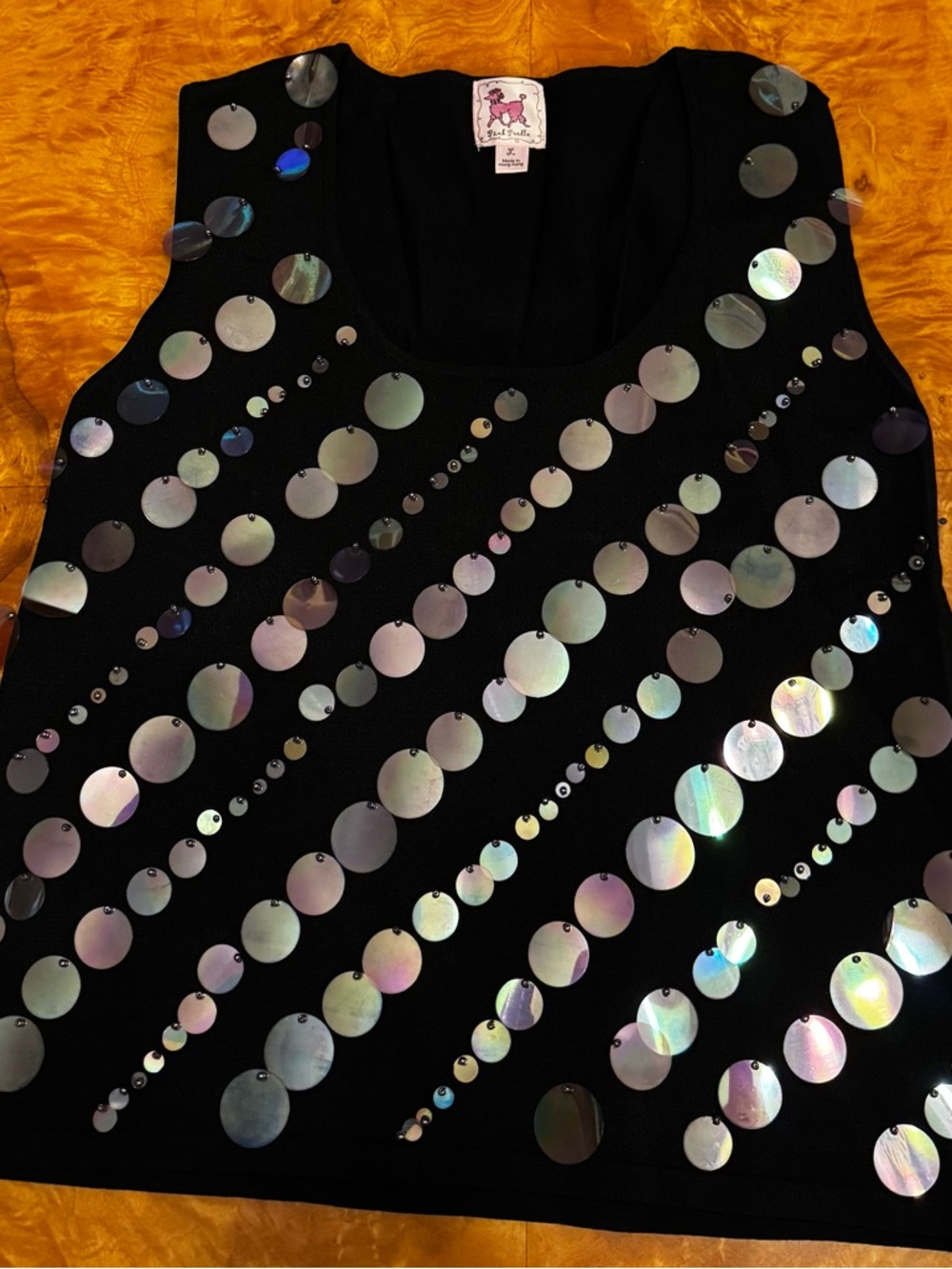 Black Sequin Disc Cardigan with Matching Tank - Picture 4 of 12